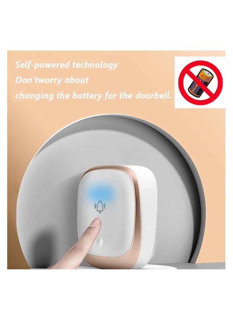 Wireless Doorbell,Push on Self-powered Transmitter Waterproof Flashing Door Bell,38 Chimes 5 Volume Levels (UK Plug)  - Image 4