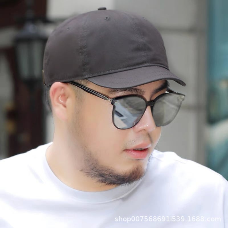 Trendy Mens Short Brim Baseball Cap Summer Sunshade Hat Short Tongue Stylish Duckbill Cap For Summer Dark gray solid color short eyebrow