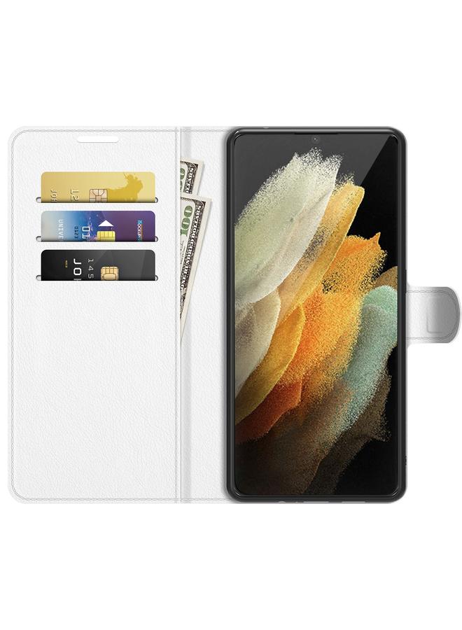 اس-توب جراب لهاتف Samsung Galaxy S22 Ultra 5G، جراب واقٍ أفقي قابل للطي من نسيج الليتشي مع حامل وفتحات للبطاقات ومحفظة - Image 3