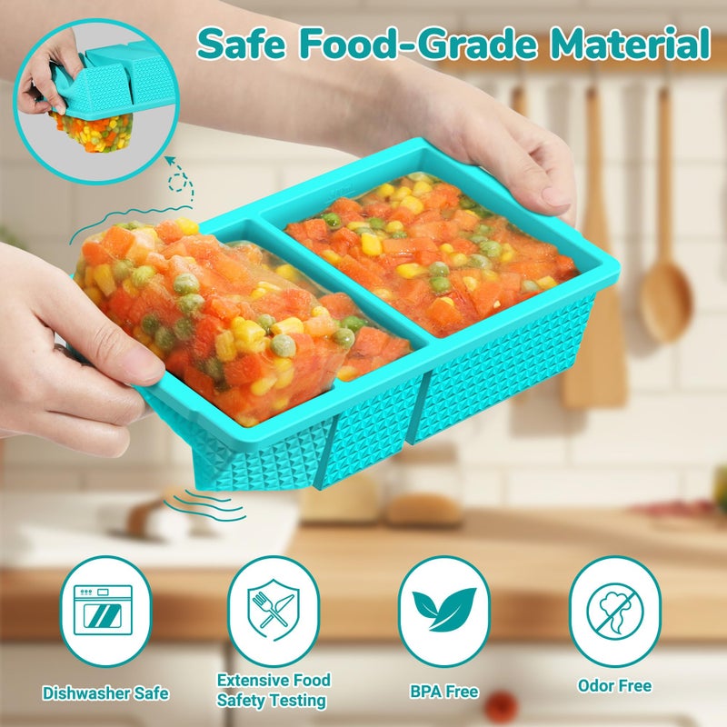 Doasuwish Silicone Freezer Trays with Lid (2-Pack), 1-Cup & 2-Cup Silicone Freezer Molds, Stackable Soup Cubes Freezer Tray with Lid for Portion Control,Food Storage & Meal Prep, Oven & Dishwasher Safe - Image 3