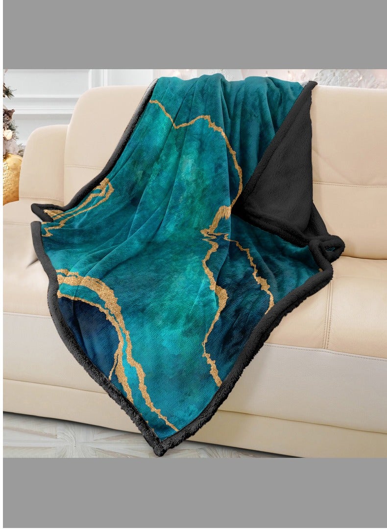 RIZARIES Soft Sea Green Abstract Sofa Blanket Throw