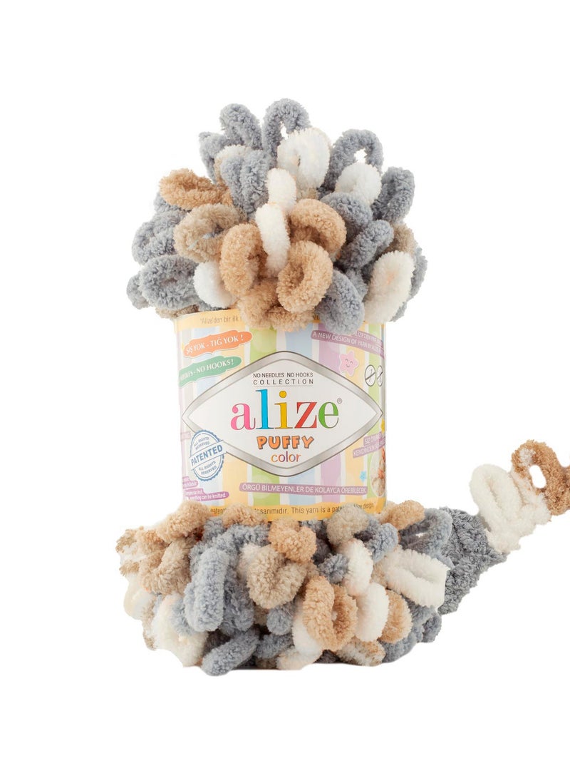 ALIZE 5 Pcs Alize Puffy Color 6395 Micropolyester Hand Knitting Yarn For Blanket