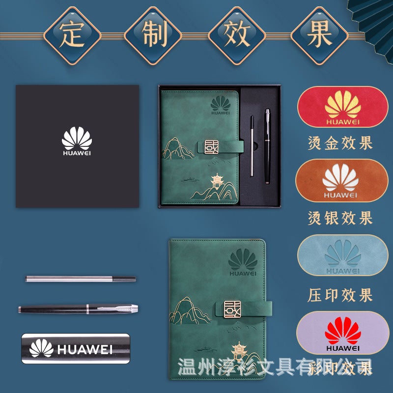 Factory Guochao Business Office A5 Notebook Wen Chuang Guofeng Notepad Gift Box Suit Printable Logo - Image 5