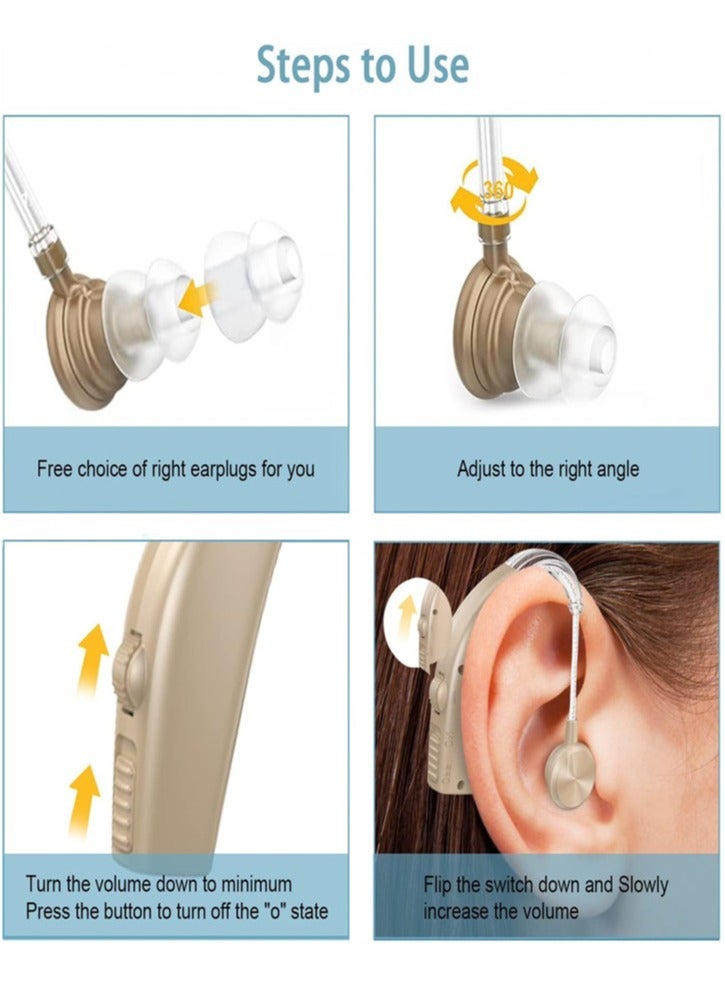 Hearing Aids for Seniors Rechargeable Hearing Aid with Noise Cancelling Hearing Amplifier with Adjustable Volume Control No Squealing One Pair Hearing Assist Device with Charging Box（black） - Image 3