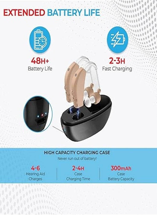 Hearing Aids for Seniors Rechargeable Hearing Aid with Noise Cancelling Hearing Amplifier with Adjustable Volume Control No Squealing One Pair Hearing Assist Device with Charging Box（black） - Image 5