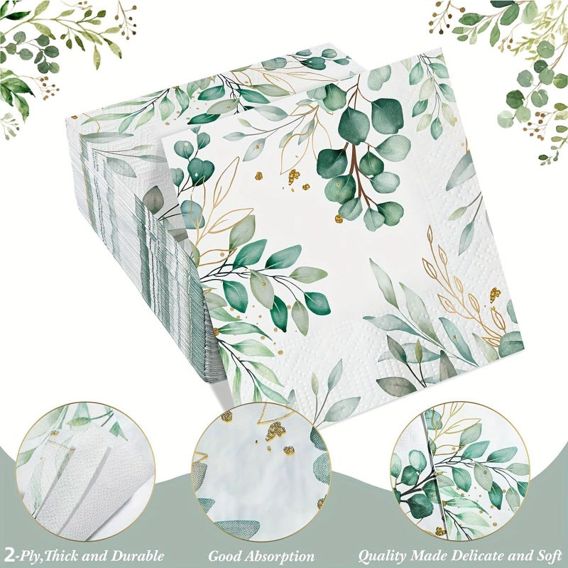 Eucalyptus Green Disposable Paper Napkins Soft Comfortable for Dining Events Travel - Image 4