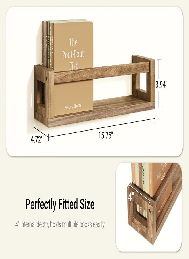 TidyCorner Sturdy Floating Shelves - Set of 3 Wall Bookshelves and Nursery Floating Shelves for Books, Toys, Kitchen, Bathroom, and Home Decor - Walnut Brown - Image 5