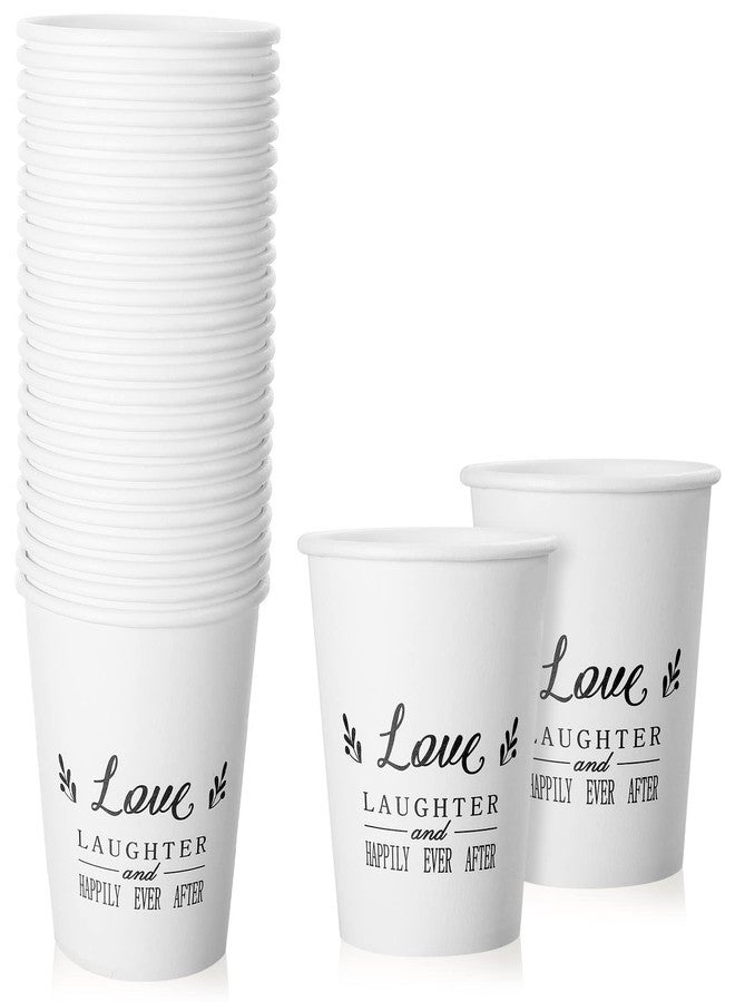 Newtay 50 Pack Disposable Paper Coffee Cups for Wedding 9 oz Bridal Shower Reception Drinking Cups Happily Ever After Guests Love Tea Tumbler for Hot Drink Birthday Anniversary Celebration party tableware - Image 1