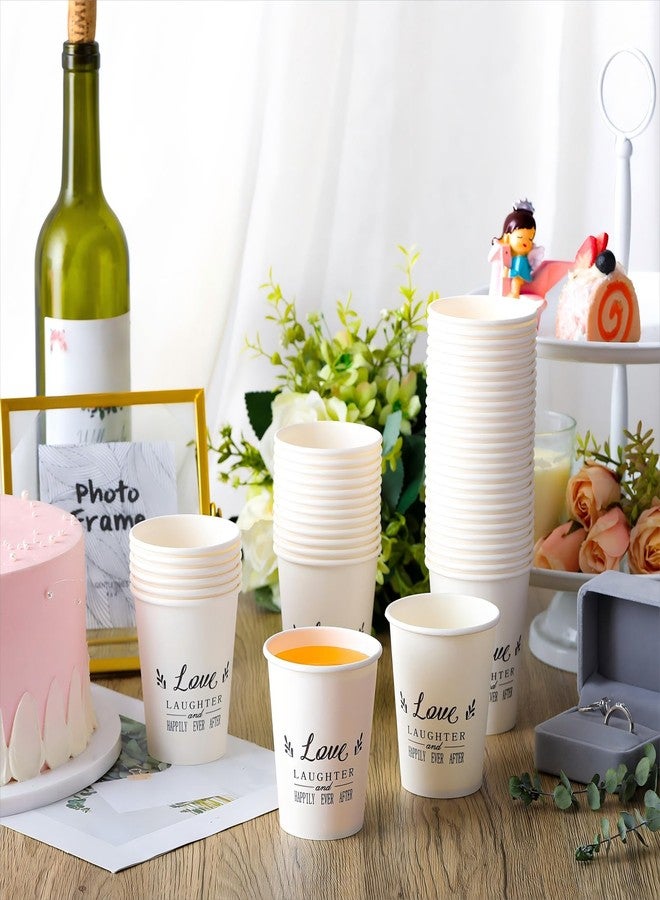 Newtay 50 Pack Disposable Paper Coffee Cups for Wedding 9 oz Bridal Shower Reception Drinking Cups Happily Ever After Guests Love Tea Tumbler for Hot Drink Birthday Anniversary Celebration party tableware - Image 4
