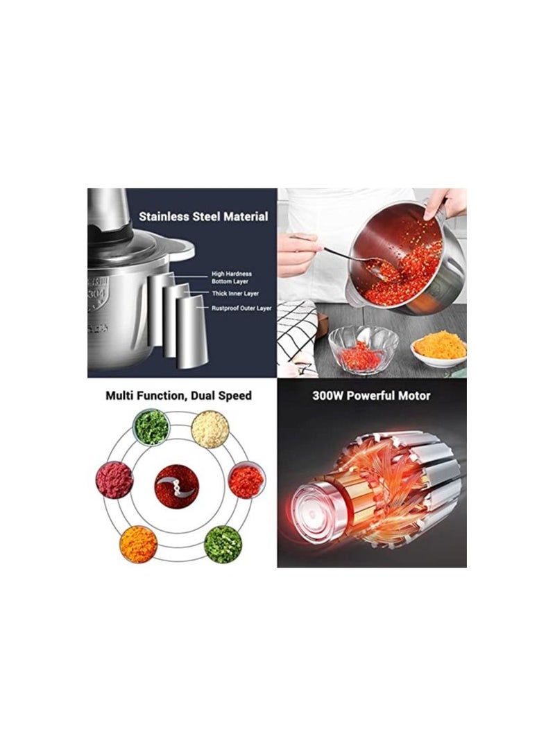 Multi Function Electric Food Meat Grinder Stainless Steel Blades for Meat Vegetables Fruits and Nuts Chop Grind Various Ingredients