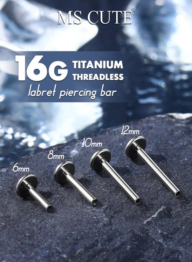 MS CUTE G23 Titanium Flat Back Post (Post Only), Threadless Push Pin & Internally Threaded, 16G/18G/20G, 4.5-14mm, Silver/Gold/Black, Round/Heart/Star/Flower Base for Nose, Helix, Tragus, 2pcs, 16g - Image 2