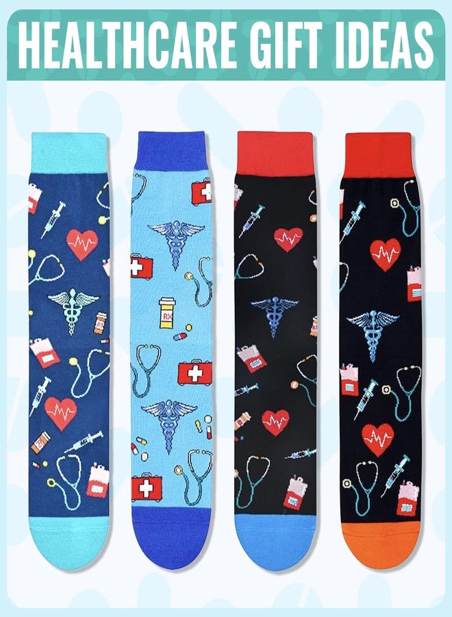 Happy Pop HAPPYPOP Doctor Gifts for Men Male - Unique Gifts for Doctors Women, Doctors Appreciation Graduation Retirement Gift, Doctor Socks in 4 Pack - Image 4