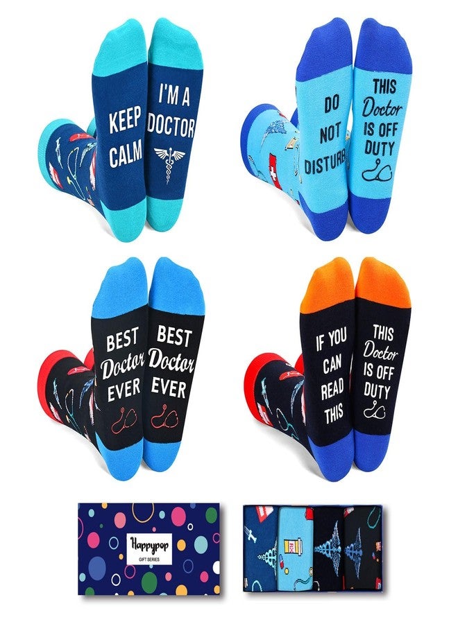 Happy Pop HAPPYPOP Doctor Gifts for Men Male - Unique Gifts for Doctors Women, Doctors Appreciation Graduation Retirement Gift, Doctor Socks in 4 Pack - Image 1