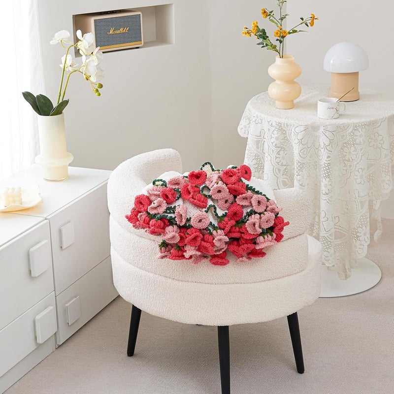 Longhui bedding بطانية زهرة الورد الوردية، بطانية دائرية عملاقة ناعمة مصنوعة من مادة الشينيل (بيج، 60 بوصة) - Image 4
