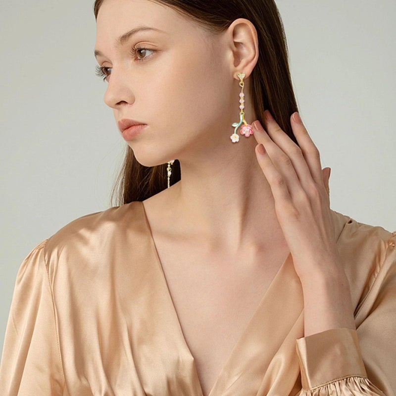 NEWITIN 6 Pairs Flower Earrings for Women Hypoallergenic Earring Butterfly Floral Tassel Earring Statement Long Flower Dangle Earrings for Women - Image 5
