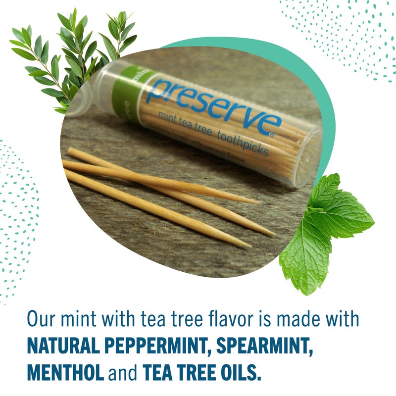 Preserve Toothpicks Refreshing Natural Mint Tea Tree Flavored Toothpicks for Fresh Breath Teeth & Gums - Sustainably Harvested Birch Wood - 3 Travel Cases (105 Picks) - Image 5