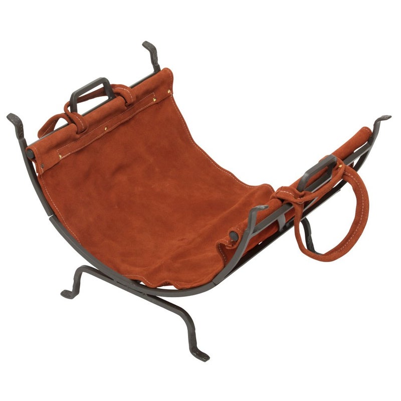 Uniflame Uniflame Olde World Iron Log Holder with Suede Leather Carrier 