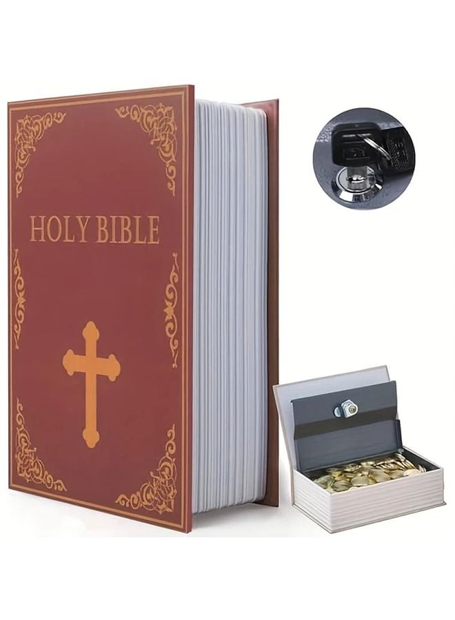 Red Classic Design Book Safe with Key Lock for Cash and Jewelry Carbon Steel - Image 2