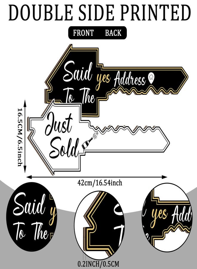 Maitys Real Estate Key-Shaped Sold Sign Double-Sided Real Estate Agent Stand Supplies Social Media Photo Prop Said Yes to The Address Sold Sign for Agent House Owners Home Open and Closing - Image 2