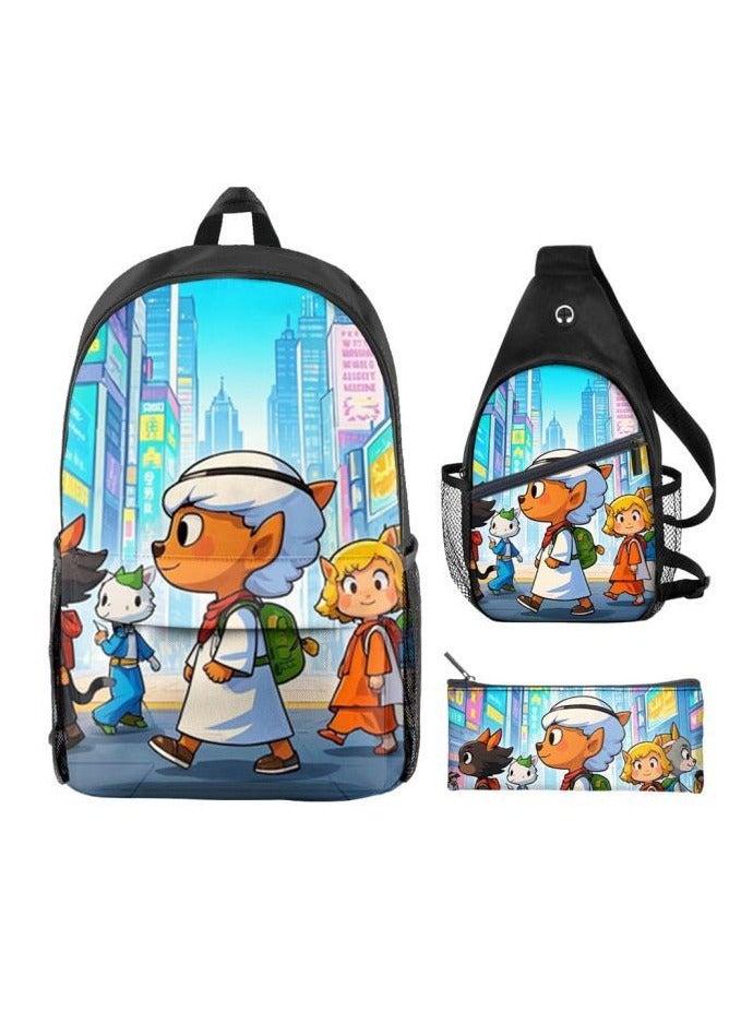 حقيبة مدرسية جديدة من ثلاث قطع كرتونية عالمية - 1481 - Image 1