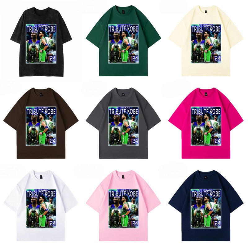 Ins Harajuku Style Hong Kong Style Short-Sleeved T-Shirt Bf Loose 2024 Student Top Men'S Wish - Image 2