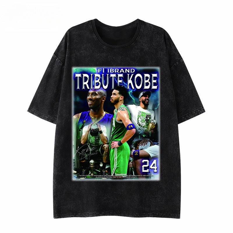 Ins Harajuku Style Hong Kong Style Short-Sleeved T-Shirt Bf Loose 2024 Student Top Men'S Wish - Image 1