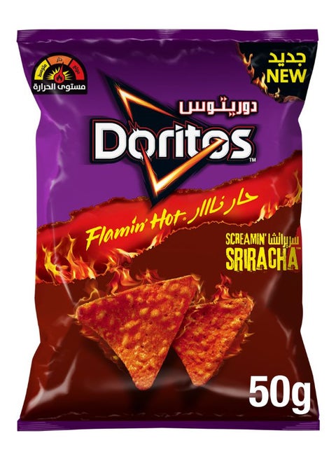 Flamin' Hot Sriracha Nachos Spicy and Crunchy Tortilla Chips 50g
