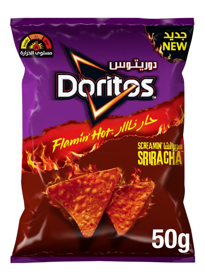 Doritos Flamin' Hot Sriracha Nachos Spicy and Crunchy Tortilla Chips 50g - Image 1