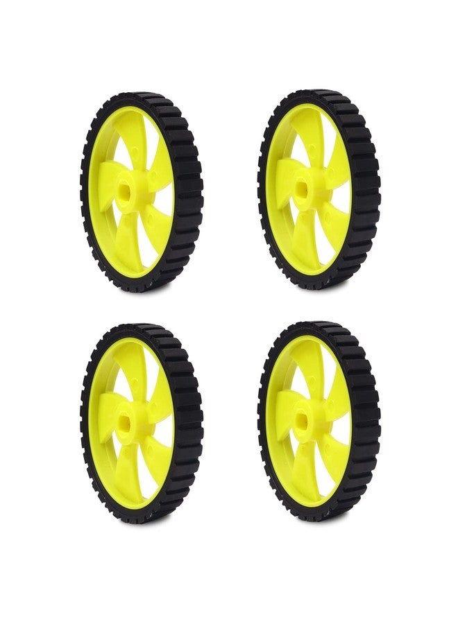 Electronicspices Electronic Spices Pack of 4 wheel-4512 Robot Durable Rubber Tire Yellow wheel 45mm for BO DC Motor For Motor Toy Car Electronic School Collages Projects (Assorted) - Image 1