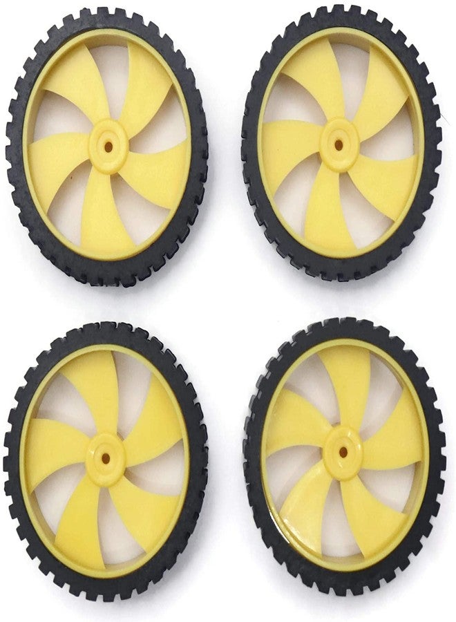 Electronicspices Electronic Spices Pack of 4 wheel-4512 Robot Durable Rubber Tire Yellow wheel 45mm for BO DC Motor For Motor Toy Car Electronic School Collages Projects (Assorted) - Image 2