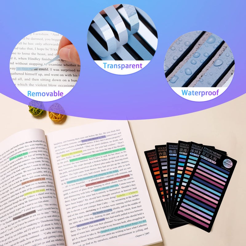 HAUTOCO 3600pcs Transparent Highlighter Tape, Removable Highlighter Strips Sticky Notes for Annotating Books, Morandi Clear Sticky Page Markers Tabs for Office School Aesthetic Study Supplies - Image 4