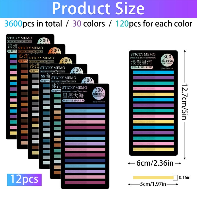 HAUTOCO 3600pcs Transparent Highlighter Tape, Removable Highlighter Strips Sticky Notes for Annotating Books, Morandi Clear Sticky Page Markers Tabs for Office School Aesthetic Study Supplies - Image 2