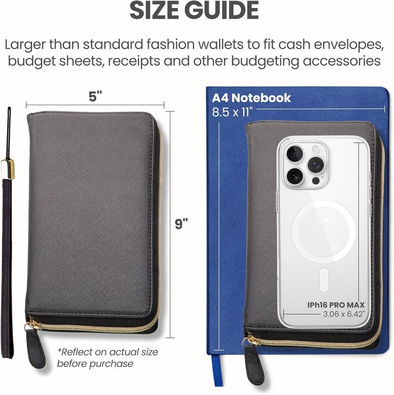 Three Way Cut Cash Envelope Wallet All in One Budget System with 12x Tabbed Cash Envelopes, 12x Monthly Budget Cards,1x Yearly budget planner sheet Complete Money Organizer Set for Cash RFID Blocking - Image 4