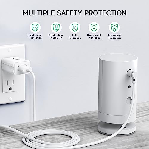 OLAIKE (3 Pack) 5m/16ft Charge Cable for Ring Stick Up Cam Battery/Plug-in 3rd Gen & Ring Spotlight Cam Battery, Weatherproof Power Adapter Keep Charge Your Camera (No Camera), White - Image 2