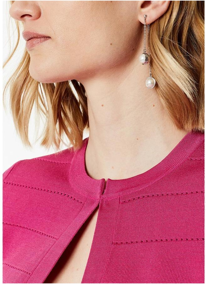 Karen Millen - Logo Pearl Double Drop Earrings - Image 1
