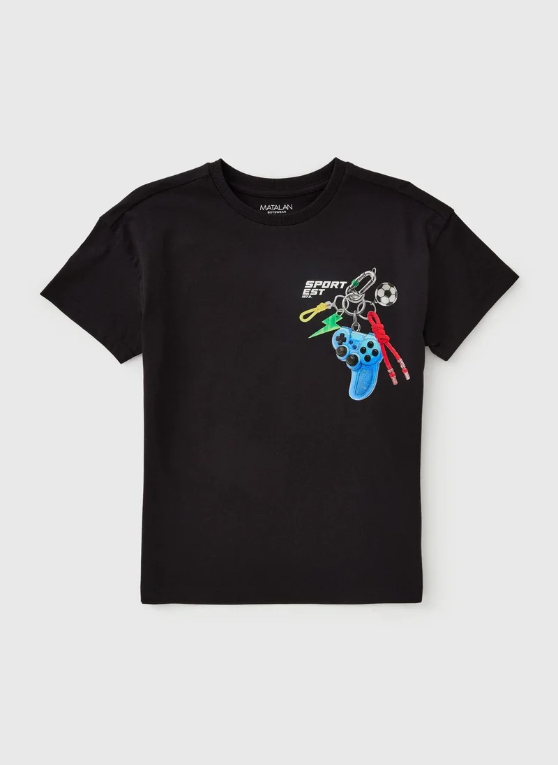 Matalan Boys Black Car Key Graffiti T-Shirt
