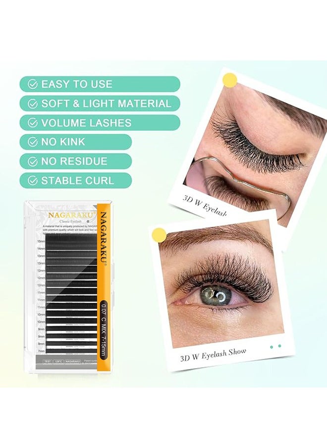 NAGARAKU Eyelash Extensions Cluster, 3D Lashes Extension, C Curl 7-15mm DIY Cluster Lashes, Mix Matte Black Natural Faux Mink 16 Rows  - Image 2