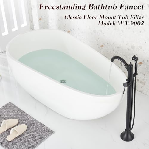Wintap Freestanding Bathtub Faucet, Matte Black Classic Free Standing Tub Faucet with Vintage Handheld Sprayer High Flow Max 7.04GPM Floor Mounted Tub Filler (WT-9002BK) - Image 2