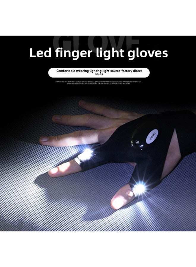 Generic Factory Wholesale Led Flashlight Luminous Fishing Gloves Breathable Outdoor Lighting Luminous Gloves Finger Light Gloves 