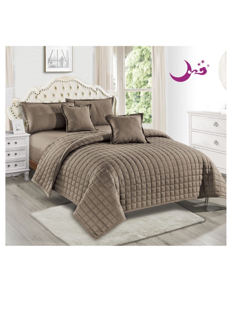 Moon 6 Piece King Size Microfiber Double Faced Comforter Set - Luxury Compressed Mattress  - Image 2