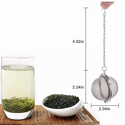 SHUO 2pcs Stainless Steel Tea Strainer Mesh Tea ball Filter Net Round With Chain - Image 3