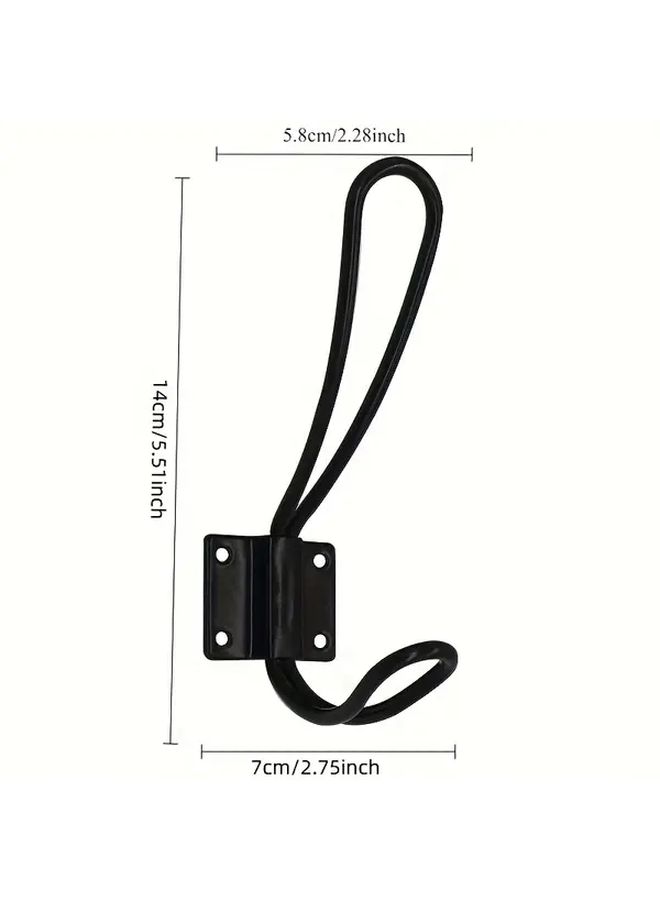 10Pcs Black Rustic Farmhouse Wall Hooks Double Coat Hangers Wall Mounted Entryway Storage - Image 3