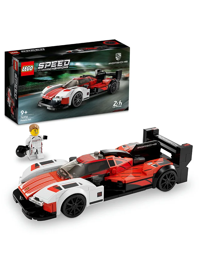 LEGO Speed Champions Porsche 963 76916 Building Toy Set; Collectible Car Toy For Kids Aged 9+; Buildable Model Kit Of Porsche; Includes Driver Minifigure For Racing Playtime (280 Pieces)