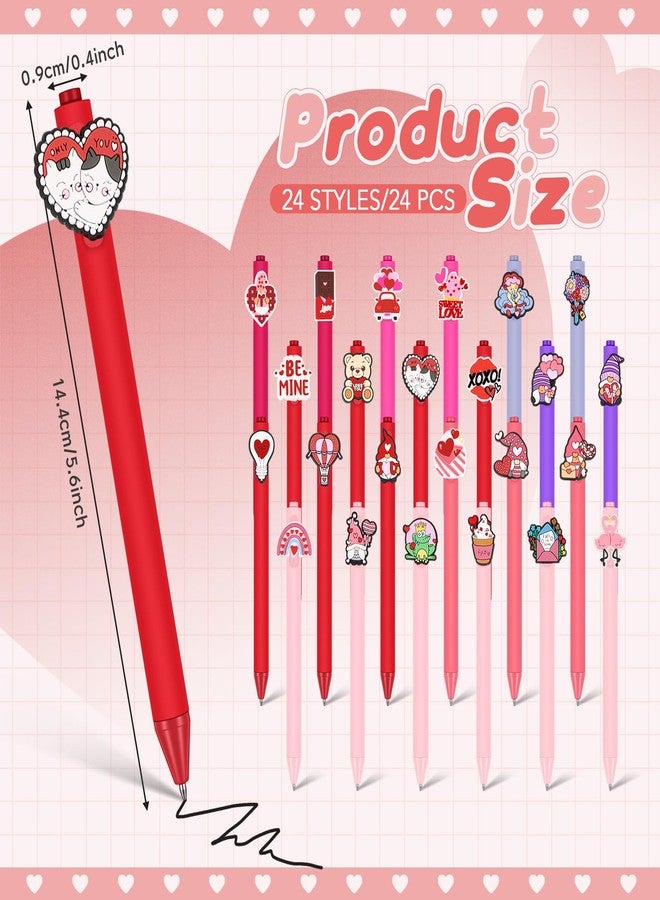 Engrowtic 24 Pcs Cute Pens Cartoon Pens Funny Pen Writing Kawaii Ballpoint Pens Retractable Black Ink Pens Birthday Party Gifts for Kids Students Office Supplies School Stationery (Mix Color,Stylish) - Image 2