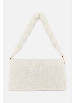 Moda Luxe Women Faux Fur Satchels Bag 16 H x 27 L x 8 W cm, Ivory  - Image 4