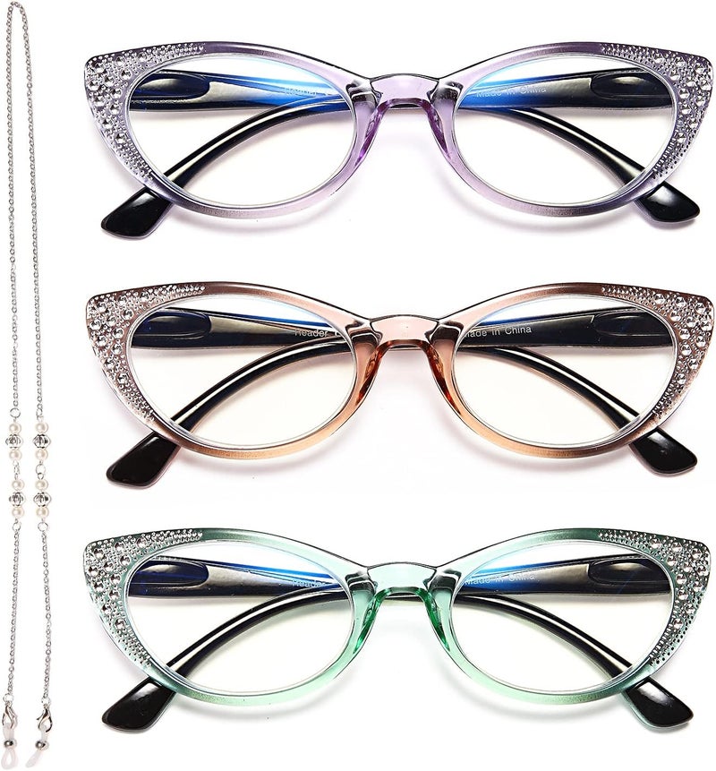 EYEURL 3 قطع نظارات قراءة بعين القطة للنساء… - Image 1