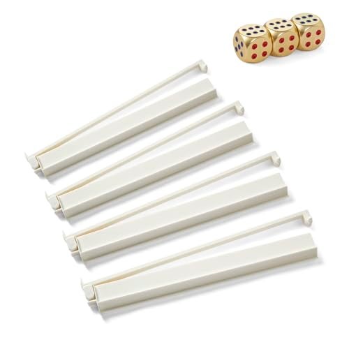TAIKULA Mahjong Racks with Pushers Clear Acrylic American Majiang Tile Racks Enhanced Mah Jongg Tile Holders Set of 4 with 3 Goldern Dics Beige White - Image 1