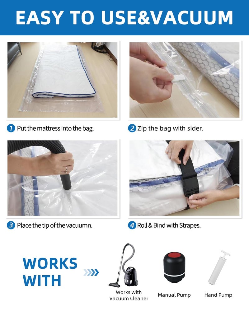 AirBaker Vacuum Storage Bags for moving, Vacuum Seal Bags for Memory Foam, Latex, Clothing & Bedding, Space Saver Bags for Organization and Storage(1 Queen/Full/Full-XL) - Image 5
