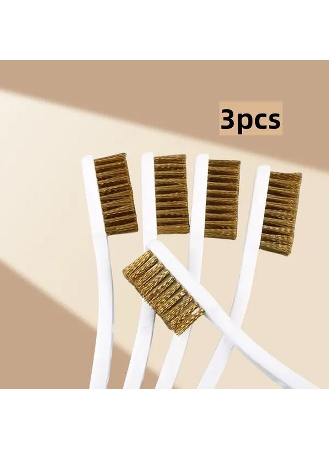 3pcs Brass Wire Brush Set Heavy Duty Rust Remover Metal Polisher - Image 1