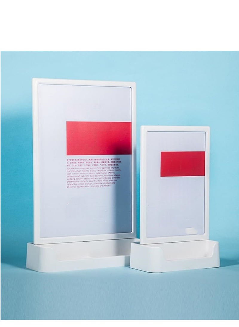 Eckek Eckek  ABS Plastic Sign Holder, Menu Displays T Shape Sign Stand with Business Card Holder, Plastic Display Stand for Ads, Menu, Photos, Business Card  - Image 3